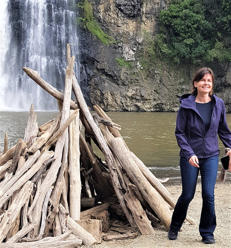 Anne in front of Hunua Falls